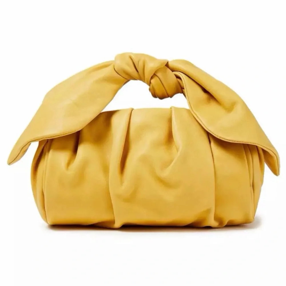 Rejina Pyo Mustard Yellow Gathered Top-Handle Clutch